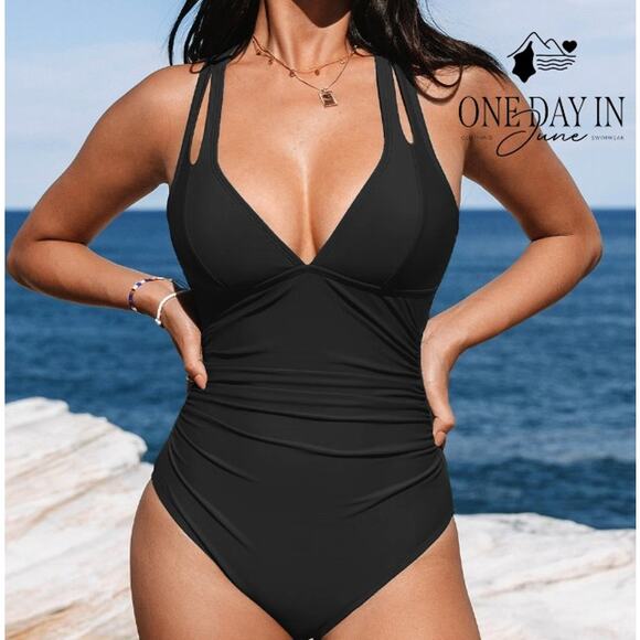 Cupshe V Front Tummy Control One Piece Swimsuit Size L - Picture 1 of 7